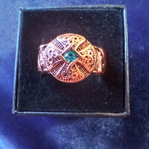 Copper Celtic Blue Gem Unisex Ring size 8.5 new old stock fashion jewelry - Picture 15 of 16